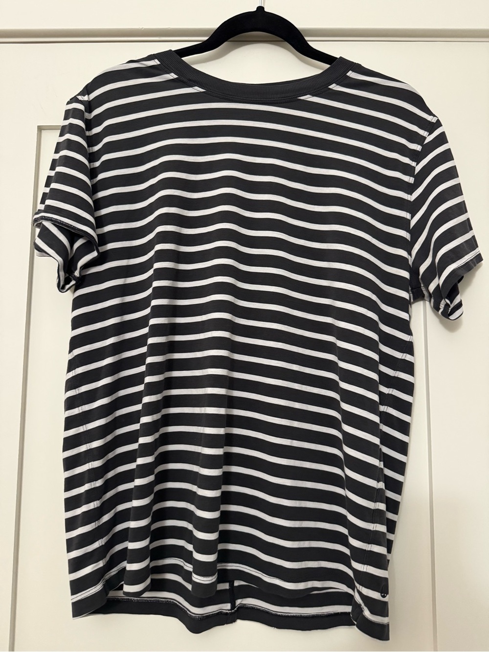 lululemon athletica Black and White Striped Short Sleeve Tee
